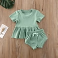 thumbnail image 5 of Baby Girls Summer Clothes Ruffle T Shirt Tops + Drawstring Shorts Outfit Set Cotton Clothing, 5 of 5