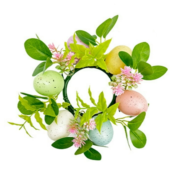 Grofry Easter Egg Candle Rings Wreath Artificial Easter Egg Candle Holder Mini Wreath Spring Egg Candle Ring for Holiday Home Office Decor