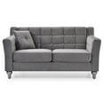 thumbnail image 2 of Passion Furniture Dublin 59 in. Gray Velvet Tuxedo Arm Love Seat Sofa with 1-Throw Pillow, 2 of 5