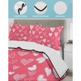 thumbnail image 3 of Quilts Queen Size Bedding Set, Valentine's Day Reversible Summer Quilt 3 Pieces, Pink White Love Heart Lightweight Bedspreads Coverlets with 2 Pillow Shams for All Seasons, 3 of 5