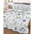 thumbnail image 3 of Quilts Twin Size, Blue Floral Spring Soft Comforter Bedding Set for Bed, Pine Needles Green Botanical Chic Lightweight Quilted Bedspread with Pillow Cover(2 Pieces) for All Season, 68x86 Inch, 3 of 9