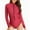 Red, variant on Aueoeo Women's Long Sleeve Swimwear Sun Guard Solid Color Surfing Swimsuit Zipper 1 Piece Bathing Suit
