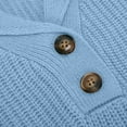thumbnail image 7 of Women's Winter Warm Sweaters Lapel Knitted Loose Casual Solid Color Long Sleeved Light Blue V Neck Fall Clothing S-2XL, 7 of 7