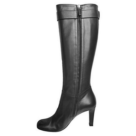 Black Tumble Leather Gucci Boots Interlocking G Leather Riding Mid-heel Tumbled GG Metal Logo Leather (9.5 (39.5), Black) ()
