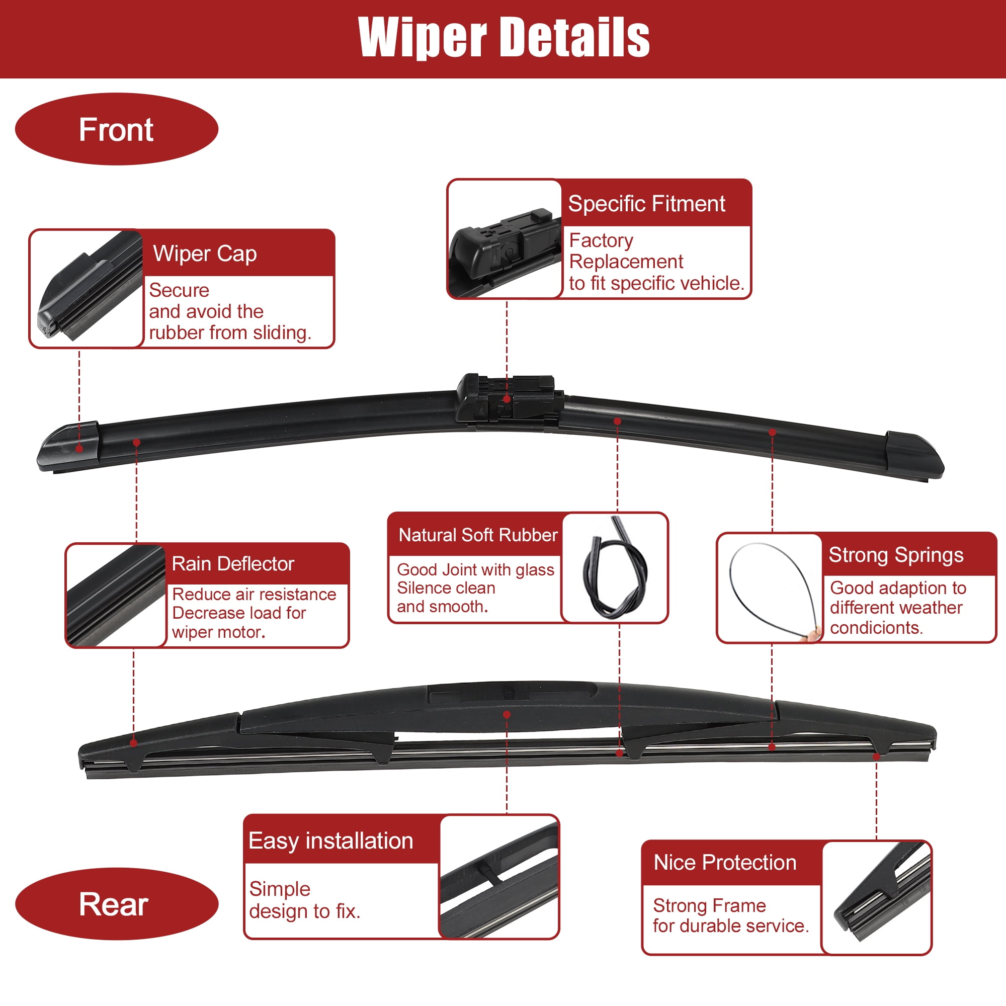 Unique Bargains 24 Inch 21 Inch 12 Inch Windshield Wiper Blade Set for Buick Enclave 2008