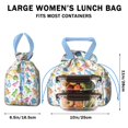 thumbnail image 5 of White Cartoon Colorful Dinosaurs Pattern Drawstring Lunch Bag Women - Drawstring Lunch Bag Insulated for Work Office - Stain-Resistant Large Lunchbags for Women with Multi-Pockets, 5 of 6