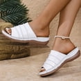 thumbnail image 2 of Slides for Women Low Wedge Orthopedic Sandals Open Toe Fashion Stitching Slip on Slippers Summer Casual Outdoor Walking Shoes White Size 9, 2 of 5
