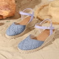 thumbnail image 2 of Espadrilles for Women Woven Closed Toe Wedge Sandals Vintage Footbed Ankle Strap Slingback Heels Breathable Summer Dress Shoes Blue Size 7, 2 of 6