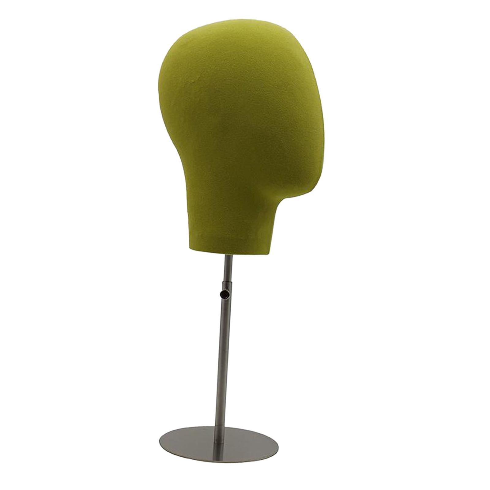 EHJRE Mannequin Head Making Display Model with Stable Stainless Steel Adjustable Base for Showing Hats Headphones Jewelry Suitable for Home Salon Shop M Green