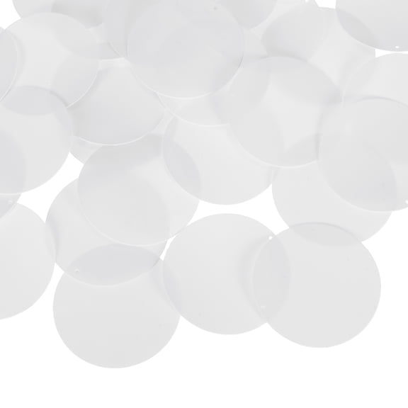 Uxcell 100 Pcs Flat Round Sequins 40mm/1.6 Inch Loose Paillettes Craft Sewing Sequins with Single Side Hole for DIY Embroidery Clothing Jewelry Making, White