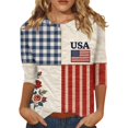 thumbnail image 2 of KDDYLITQ United States 250th Anniversary Shirts for Women Summer 250th Birthday Crew Neck Blouses 4th July Printed Independence T-Shirts National Flag Print Cute 3/4 Sleeve Tops Deep Red M, 2 of 6