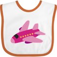 thumbnail image 3 of Inktastic Girls Pink Airplane Pilot Girls Baby Bib, 3 of 4