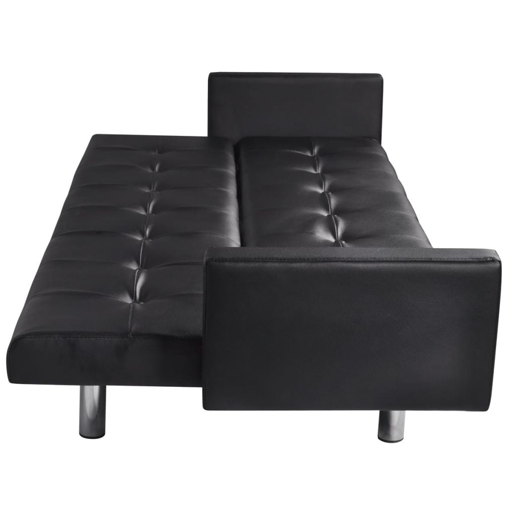 Kepooman Modern Folding Artificial Leather Sofa Bed for Home Office, Black Kepooman Modern Folding Artificial Leather Sofa Bed for Home Office, Black