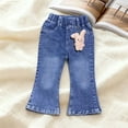 thumbnail image 2 of NAISIBABY Girls Wide Leg Jeans, Elastic Waist Comfortable Stretch Baggy Fashion Flare Denim Pants Blue Size 7T, 2 of 6