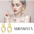 thumbnail image 4 of Pendientes colgantes dorados para mujer, grandes, redondos, con clips redondos, geométricos, con colgante mate, estilo dorado 1, 4 of 5