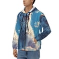 thumbnail image 3 of Kdxio Clear Sky Blue Cat Print Men Hoodies Casual Hoodies for Men with Zip Pockets Full Zip Long Sleeve Sweatshirt Sports Hooded Jacket-3X-Large, 3 of 5