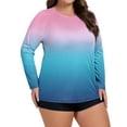 thumbnail image 5 of Plus Size Women's Long Sleeve Gradient Rash Guard Shirt UV Protection Quick-Dry Top for Water Sports Beach, 5 of 5