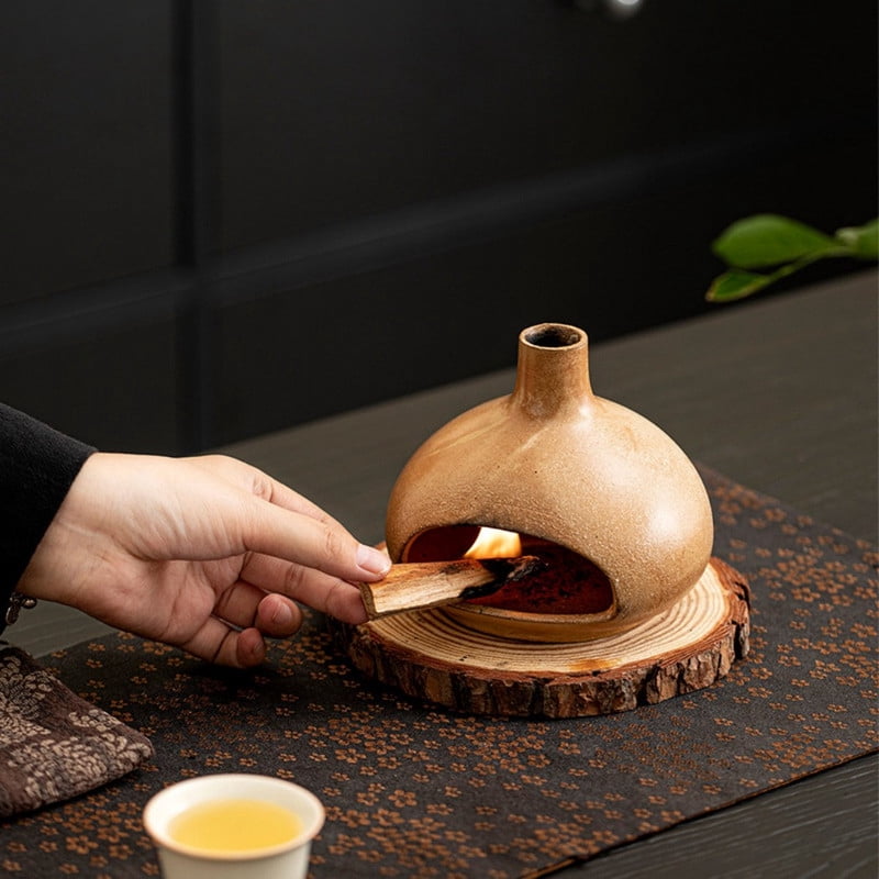 Minimalist Terracotta Dome Palo Santo Holder - Ceramic Incense Burner with Ash Catcher, Earthy Hut Design Palo Santo Holder Stick Holder for Smudging, Meditation, Yoga & Boho Home Decor-Black