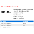 thumbnail image 2 of Front Right Axle Assembly - Compatible with 1999 - 2004 Chrysler 300M 2000 2001 2002 2003, 2 of 2