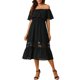 thumbnail image 2 of INSPIRE CHIC Vestido de Mujer con Mangas de Volante, Off The Shoulder, con Volantes y Inserción de Encaje, Maxi Vestidos XL Negro, 2 of 8