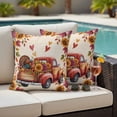 thumbnail image 4 of Fall Red Truck Outdoor Waterproof Pillow Covers, Thanksgiving Sunflower Turkey Maple Leaf Linen Decorative Square Throw Pillowcase Sofa Cushion Sham for Patio/Couch/Chair, 24"x24" 2 Pack, 4 of 8