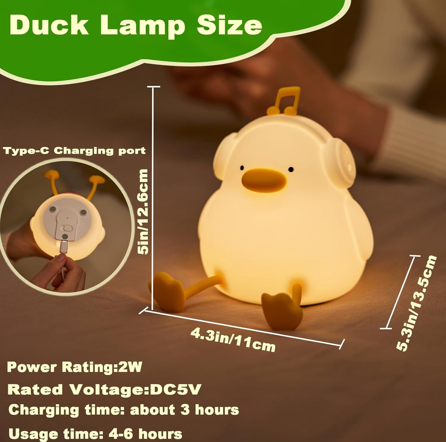 Lzyawe Cute Duck Night Light,LED Squishy Novelty Duck Lamp,3 Level Dimmable Soft Silicone Nursery Nightlight,Night Light for Toddler Baby Kids Decor,Cool Gifts for Duck-0114