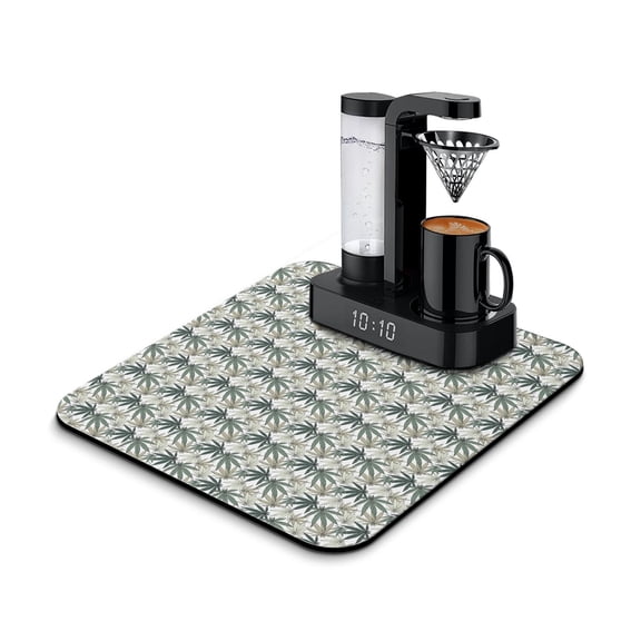 Hemp Leaf Drying Mat Multi-Functional Absorbent Mat for Coffee Machines & Dish Drying
