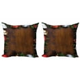thumbnail image 1 of Ambesonne Christmas Throw Pillow Cover 2 Pack, Rustic Home Baubles, 18", Multicolor, 1 of 2
