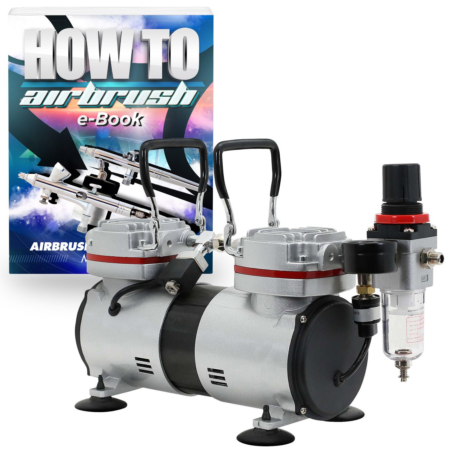 PointZero 1/3 HP Twin Piston Airbrush Compressor Professional Quiet