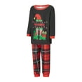 thumbnail image 3 of Elippeo Christmas Family Pajamas Matching Set, Long Sleeve Elf Legs Print T-shirt with Plaid Pants Sleepwear Loungewear, 3 of 10