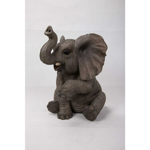 Hi-Line Gift Ltd. Elephant Baby Sitting W/Trunk Up Statue