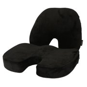 Art3d Premium Lumbar Support Pillow and Seat Cushion Coccyx Orthopedic Memory Foam Cushions, Set of 2, Black