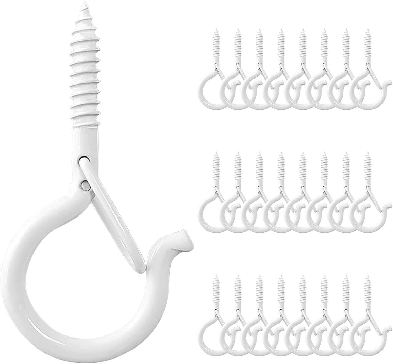 24 PCS Screw Hooks for Outdoor String Lights, Q Hanger Ceiling Hooks
