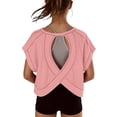 thumbnail image 7 of CAICJ98 Tshirt for Girls Open Back Workout Tops Fashion Summer Casual Cute Tops Short Sleeve Crop Oversized T Shirts Athletic Shirts (Pink,11-12 Years), 7 of 7