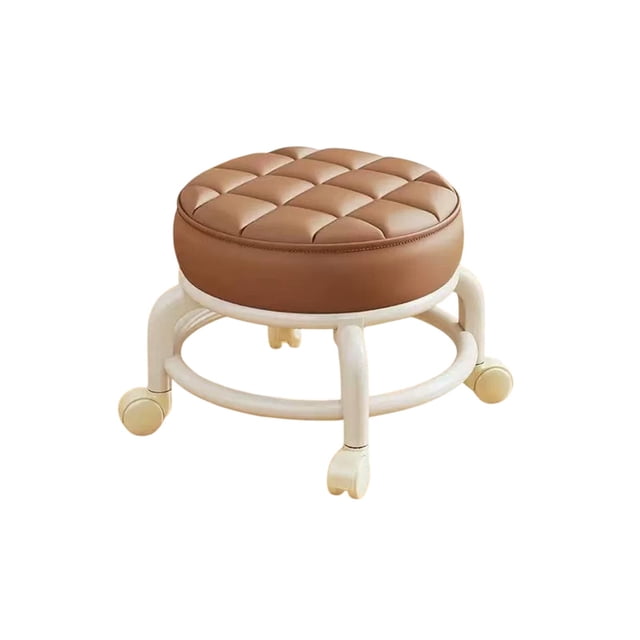 Taburete de Rueda Giratoria con Ruedas de Plástico, asiento Móvil Bajo para Sala de Estar, Comodidad Del Hogar
