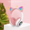 thumbnail image 2 of Auriculares para niños YONGSHENG Orejas de Gato Iluminación LED Bluetooth inalámbricos Plegables Rosa, 2 of 5