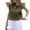 Army Green, variant on Womens Shirts 100% Cotton Embroidered Pattern Flutter Cap Sleeve Crew Neck Woven Fabric Breathable Lightweight Summer Tops Eyelet Detail Pullover Blouse Needlework Tops Beige M
