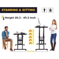 thumbnail image 4 of AIZ Bureau Debout Mobile, Bureau d'Ordinateur Réglable Chariot Roulant pour Portable sur Roulettes Poste de Travail d'Ordinateur pour Bureau à Domicile, Support Portable pour Portable Table Haute pour Rester Debout Ou Assis, Noir, 39.4 Pouces x 23.6 Pouces, 4 of 4