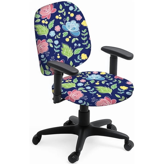 2pcs Computer Office Chair Covers Flower and Leaves Rotating Chair Slipcovers Stretchable Washable Anti-Dust Chairs Protective Slipcover for Universal Desk Rotating Chair Computer Chairs