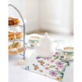thumbnail image 4 of Pink Flowers Kitchen Dish Towels for Drying Dishes Set of 3, Spring Floral Butterfly Leaves Plants Pastoral Waffle Weave Microfiber Hand Tea Bathroom Towels Quick Dry & Absorbent Towel 12x12, 4 of 7