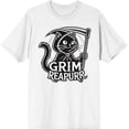 thumbnail image 3 of Black Cat Grim Reapurr Adult White Crew Neck Short Sleeve Tee-Medium, 3 of 4