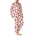 thumbnail image 2 of Fotbe Abstract Red Polka Dot Pijama de Hombre con Estampado de Manga Larga, Conjunto de 2 Piezas, Ropa de Dormir Suave y Cómoda con Bolsillos-Medium, 2 of 7