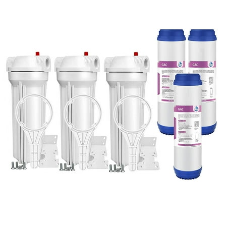

SimPure DB1025 Whole House Water Filter Housing，Universal 10 inch Sediment Filter with 3 Pack GAC Filter(5 Micron)