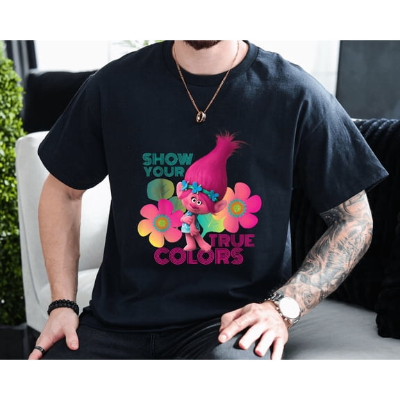 DreamWorks Trolls Show Your True Colors Animated Movie Gear Unisex T-Shirt, up to size 3XL.