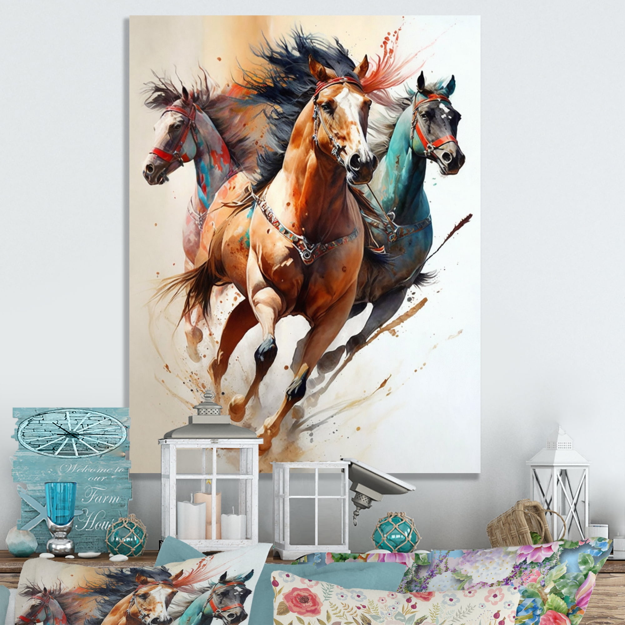 Designart Herd Of Horses Running III Canvas Wall Art