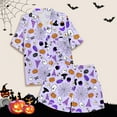 thumbnail image 4 of Tiijoy Big Girls Halloween Printed Silk Pajamas Short Sleeve Button Down Top Shorts Sleepwear, Sizes 12-13, 4 of 4