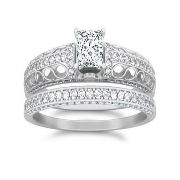 Splendid Diamond Wedding Ring Set 1 Carat Princess Cut Diamond On 10K Gold