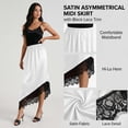 thumbnail image 6 of Fengactive Womens Satin Midi Skirt Elastic High Waist Asymmetrical Lace Trim Flowy Party Skirt, 6 of 6