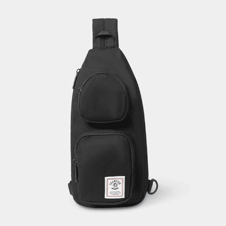 Champion Canvas Sling Bag Black Crossbody Travel Shoulder Bag with Multiple Pockets