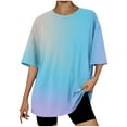 thumbnail image 2 of Fiudx Camisas para Mujer Camiseta de Manga Corta con Cuello Redondo y Hombros Caídos para Mujer, 2 of 3